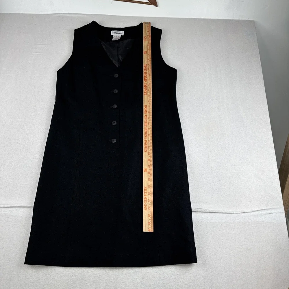 Worthington Womens Black Wool Buttoned Sleeveless Jumper Shift Dress Size 14